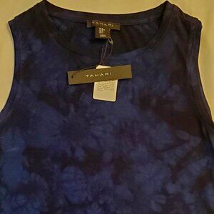 Tahari Navy Tie-Dye Tank